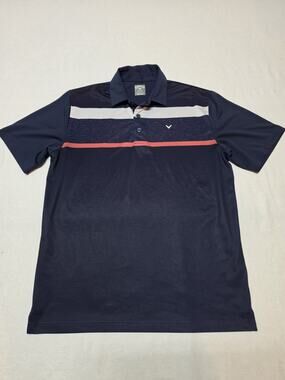 callaway opti dri polo Navy Blue With Pink Short-Sleeve Shirt Pink Stripe Mens M